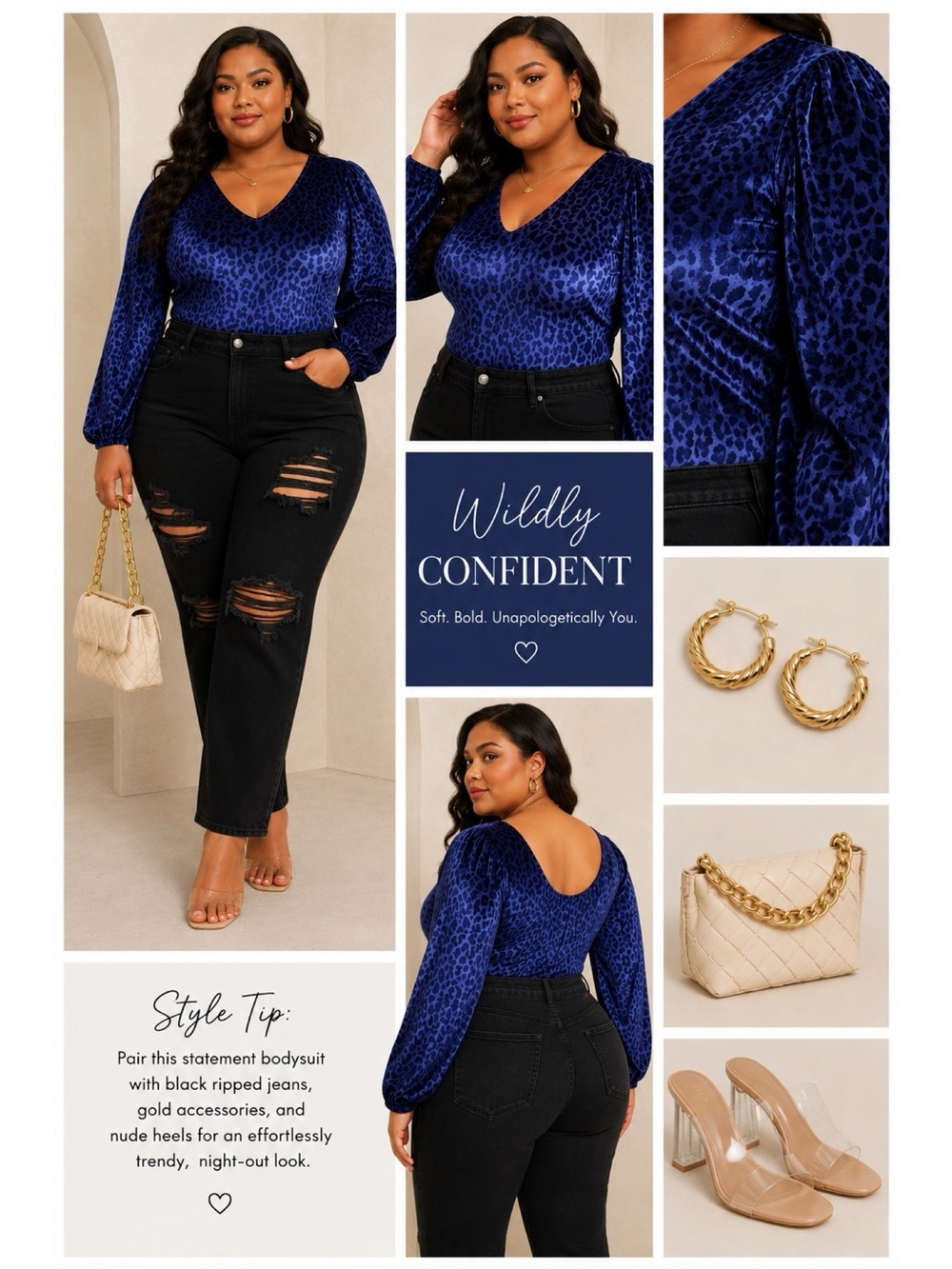 TORRID Blue Cheetah Print Velvet Bodysuit